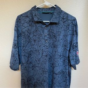 Devereux Blue with Black Floral Print “Patriot Cup” Golf Polo XXL